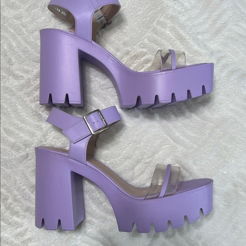 Andrea klobige Plateau-Sandalen – lavendel + transparente Riemen – Größe 9 – gebraucht, in einwandfreiem Zustand - Bild 6 von 11