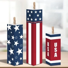3 Pieces 4th of July Wood Firecracker Decorations Sign Large, Flag Day Decor 