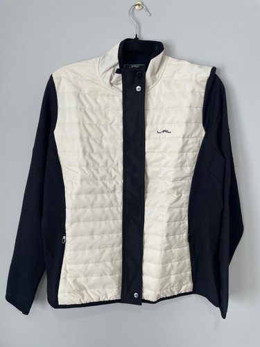 Vintage Ralph Lauren L RL Stretch Jacke L Damen Weiß Baumwolle Poly Quilt Zip Neu XL - Bild 7 von 8