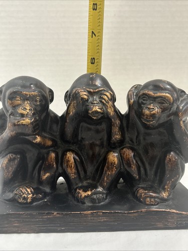 Speak No Evil, Hear No Evil, See No Evil Monkeys Antik Finish Holz - Bild 6 von 24