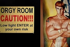 Man's World Orgy Room sign 4x6 reprint Gay Estate Collection