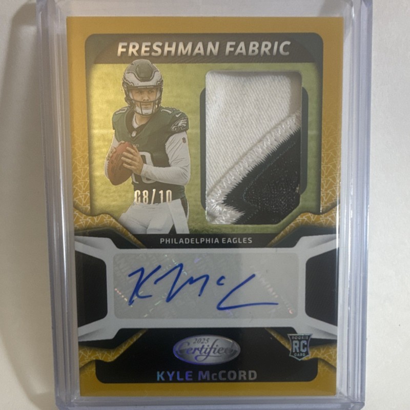 2025 Panini Certified Freshman Fabric Kyle McCord Eagles Patch Auto /10 #FBC-KMD