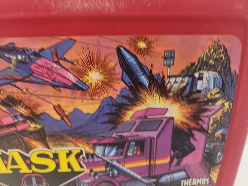 Vintage 1985 MASK M.A.S.K. Thermos Lunchbox Red Plastic No Thermos - Picture 2 of 5