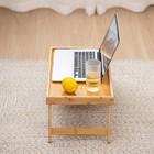 Portable Folding Bamboo Lap Desk Laptop Holder with Storage Case for Bed