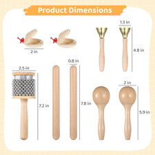 9 Pcs Classic Music Instruments Set Wooden Hand Percussion Instruments Set Bells