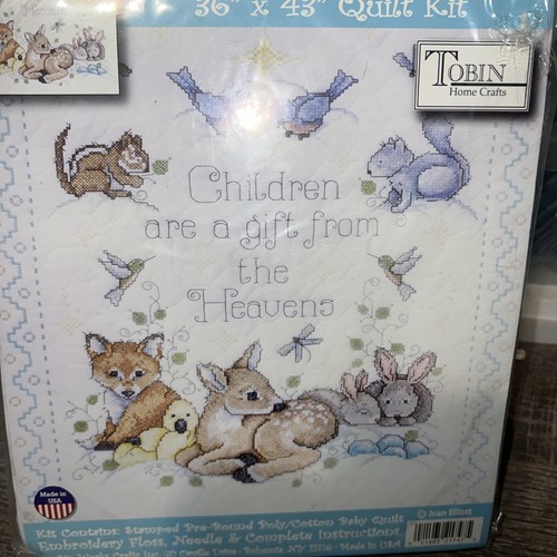 Tobin Baby Quilt Stamped Cross Stitch Kit - Children Are A Gift From The Heavens - Picture 2 of 3