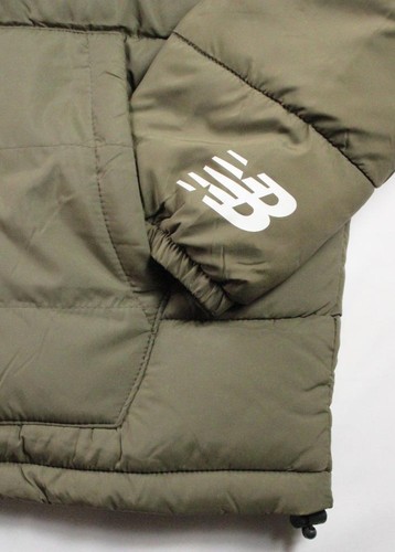 New Balance Mens Jacket M Puffer Tech Hooded Quilted Insulated Zip-Up Olive NEW - Picture 6 of 8