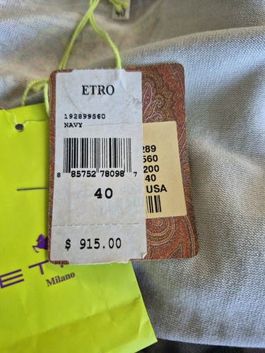 ETRO Milano Cardigan Blu Paisley Seta Increspato Manica Lunga Taglia Italia 40 (8) NUOVO - Foto 9 di 13
