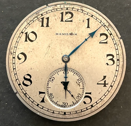 Antique 1923 Hamilton Grade 914 Pocket Watch Movement Good Balance 12s 17j USA