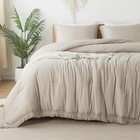 Oatmeal Comforter Set King Size, 3 Pieces Boho Tassel Lightweight Bedding