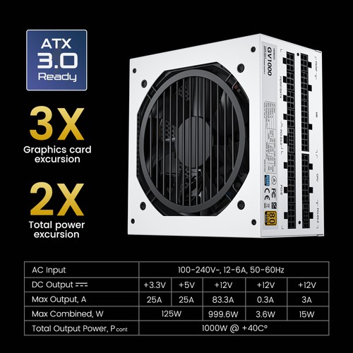 OPEN BOX 1000W Power Supply ATX 3.0 Ready Full Modular 80+ Gold 10 Year Warranty - Picture 6 of 13