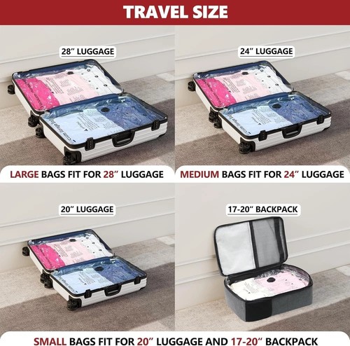UOCO Travel Vacuum Bags for Luggage with Portable Electric Pump, 12 Combo (4L/4M - Picture 5 of 6