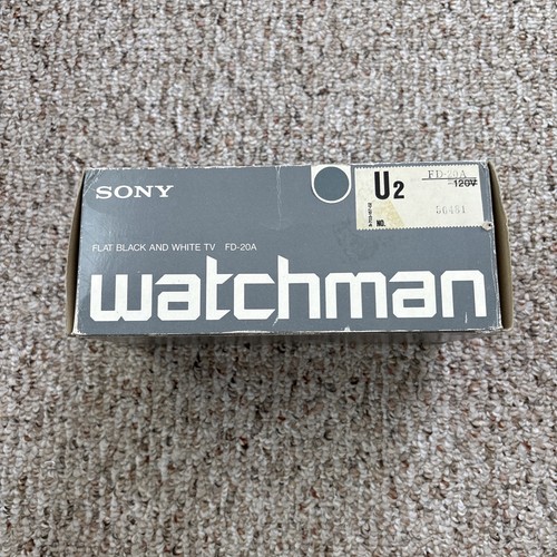 Vintage Sony FD-20A Flat Black And White TV Watchman Complete In Original Box - Picture 15 of 19