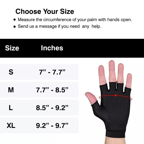 Anti Arthritis Fingerless Copper Compression Gloves Hand Support Pain Relief UK - Picture 12 of 13