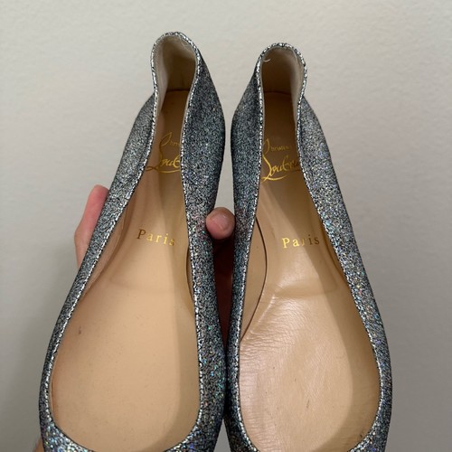 Christian Louboutin Ballalla Silver Mica Glitter Ballerina Ballet Flat 36 - Picture 13 of 15