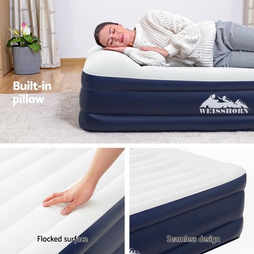 Weisshorn Air Mattress Inflatable Bed Built-in Pillow Pump Double Air bed 46cm - Picture 5 of 12