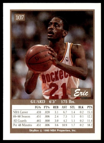 1990-91 SkyBox Eric Floyd Houston Rockets #107 - Picture 2 of 2