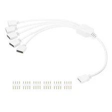 RGB Splitter Cable, 12V 12" 4 Pin 1 to 5 Female to Female, White