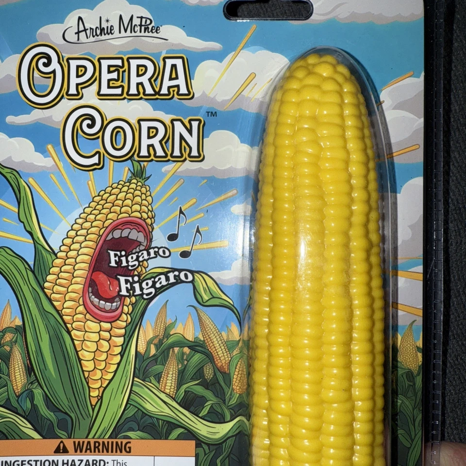 🌽 Ópera Cantando Maíz - Divertido Regalo Mordaza, Juguete Musical, ¡Figaro! - Archie McPhee Foto 2 de 4