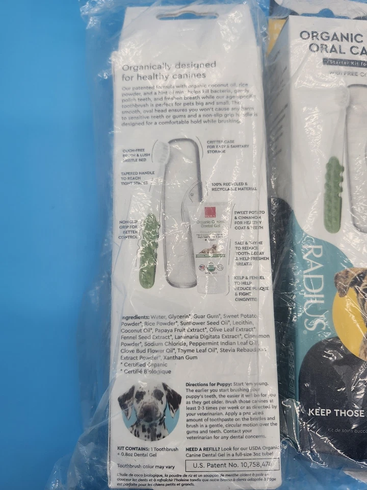 2-Pack RADIUS Organic Canine Oral Care Kit for Puppies Toothbrush & Dental... - Image 2 of 4