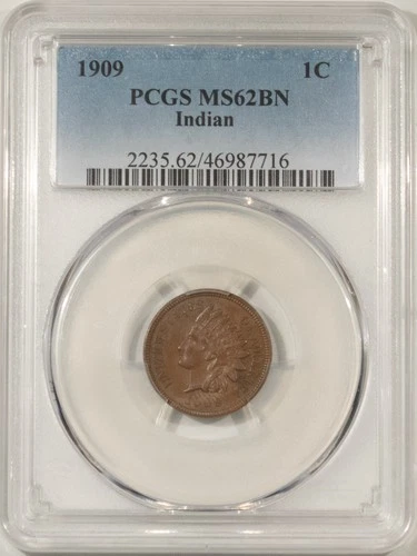 1909 INDIAN CENT - PCGS MS-62 BN, FINAL YEAR!