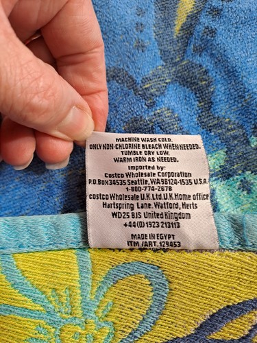 Vintage 80s Kirkland Colourful Egyptian Cotton Oversized Beach Towel 35" BY 67" - Bild 8 von 8