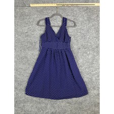 Gap Polka Dot Dress Womens Size 2 Blue White Sleeveless V-Neck Fit & Flare Retro