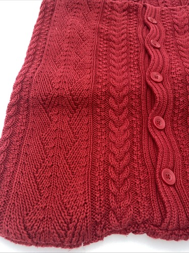 Ralph Lauren Cable Knit Square Throw Pillow Shams Red Buttons 2 PC 18" x18" - Picture 2 of 7