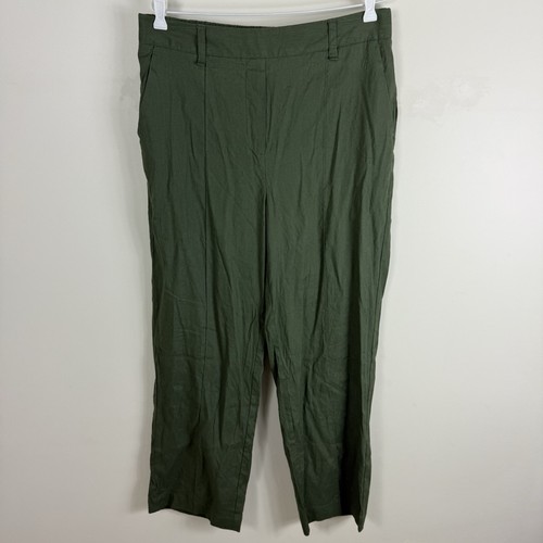 Sussan Size 14 Pants Green Khaki  Linen Wide Leg Elastic Waist - Bild 1 von 4