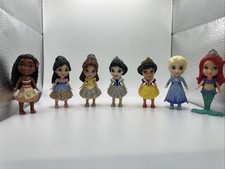 LOT OF 7-Disney Princess Gold Glitter Mini Toddler 3" Posable Doll Princesses