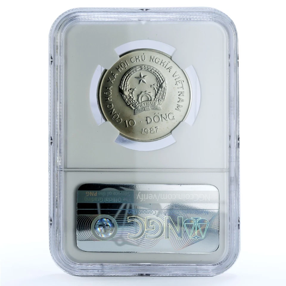 Vietnam 10 dong Orangutan KM-28 Monkey Wildlife Fauna MS 69 NGC CuNi coin 1987 - Image 4 of 4