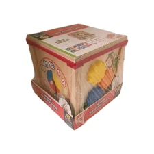 Wood Activity Cube With Reversible Bead Maze Inside !