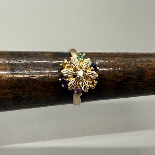 Black Hills Gold 10k 12k mothers ring with seven genuine birthstones size 8.5 - 第 1/15 張圖片