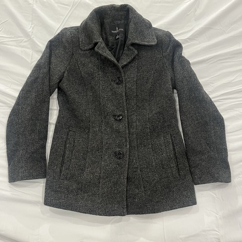 London Fog Women’s Wool Blend Charcoal Gray Single Breasted Pea Coat Sz Sm - Picture 1 of 13
