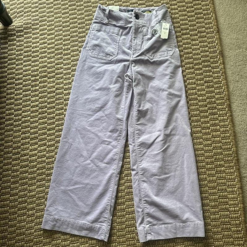 Maeve Women’s Purple Corduroy Cropped Wide-Leg High Rise Pants w/ Pockets
