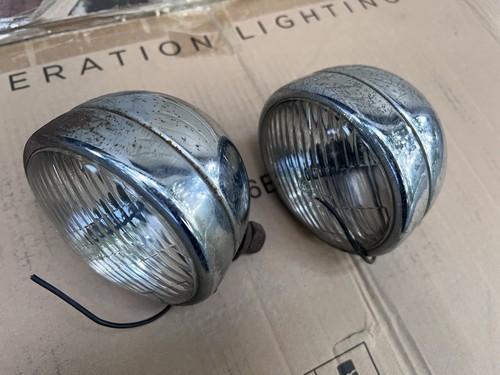 VTG Fog Lights Incased Chrome Napa 732 Hot Rod Rat Rod Untested Parts Round - Picture 4 of 18