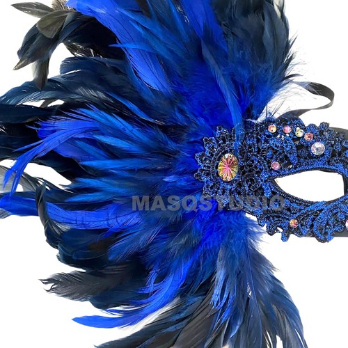 Lace Feather Masquerade Eye Mask Burlesque Mardi Gras Birthday Prom Dance Party - Picture 42 of 79