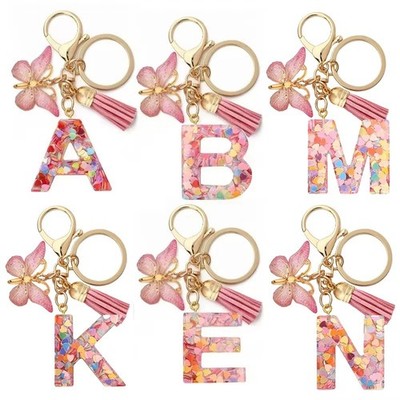 Mode Zum Selbermachen Buchstabe Schlüsselanhänger Metall Schlüsselring Frauen Auto Party Geschenk Schmuck
