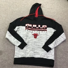 Chicago Bulls Hoodie Sweatshirt Mens Small Black Gray NBA Basketball Pullover