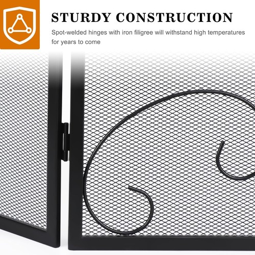 Gtongoko 3 Panel Fireplace Screen with Handles 48" W x 29" H New Black - Picture 4 of 6