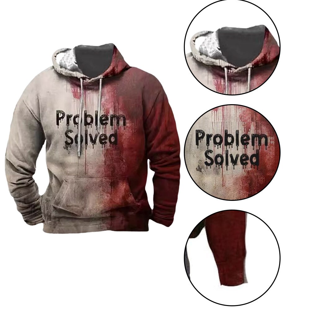 Bloody Shirt Problem Solved Hoodie Splatter Pocket Sweatshirt Halloween Jumper