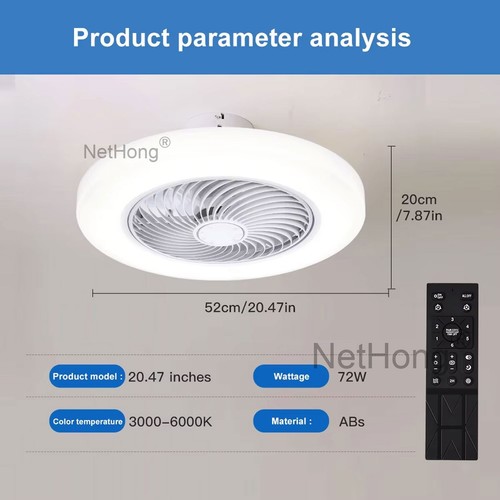 6 Speed Large LED Ceiling Fan with Lighting LED Light Adjustable Wind + Remote` - Picture 3 of 10