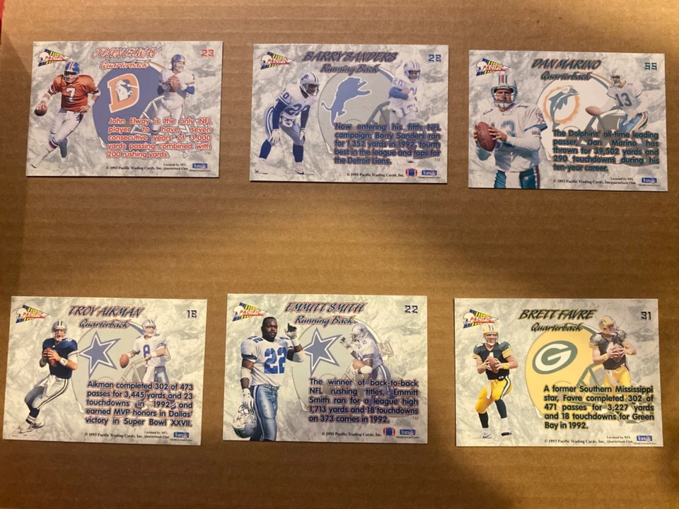 NFL Hall of Famers and all time greats 6. ard ассортимент 1993 Pacific Prism - Изображение 2 из 2