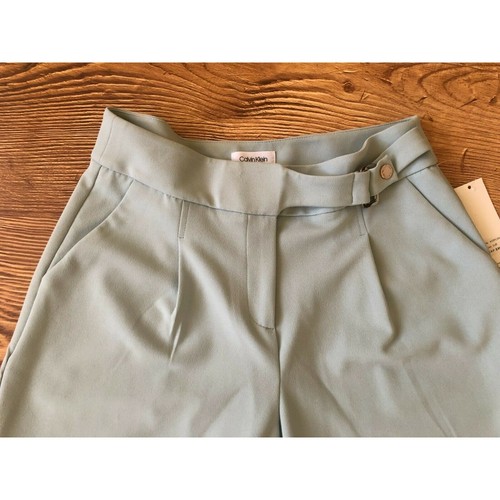 Calvin Klein High Rise Waisted Work Dress Wide Leg Pants Mint Women's Size 8 - Picture 3 of 12