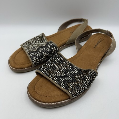 Bearpaw Womens Meeka Sandals Beaded Brown Sling Back Size 9 - Picture 1 of 4