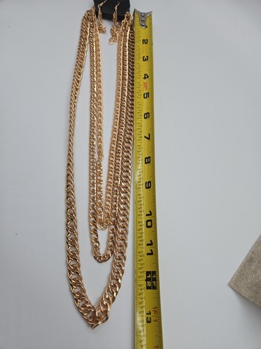 PAPARAZZI JEWELRY 3 Strand Heavy Necklace & Earring Set NWT/Bracelet/Goldtone - 第 5/8 張圖片