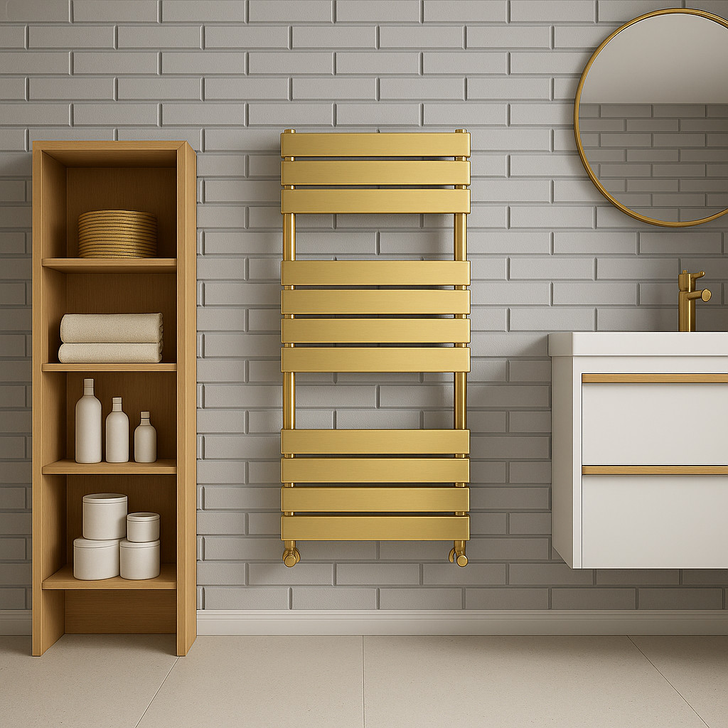 *COST PRICE* Abezzo Brushed Brass Heated Towel Rail Radiator 1200 x 500mm