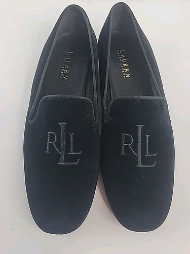 Damenschuhe Vintage Ralph Lauren schwarz Samt Halbschuhe Monogramm Größe 6B - Bild 9 von 17