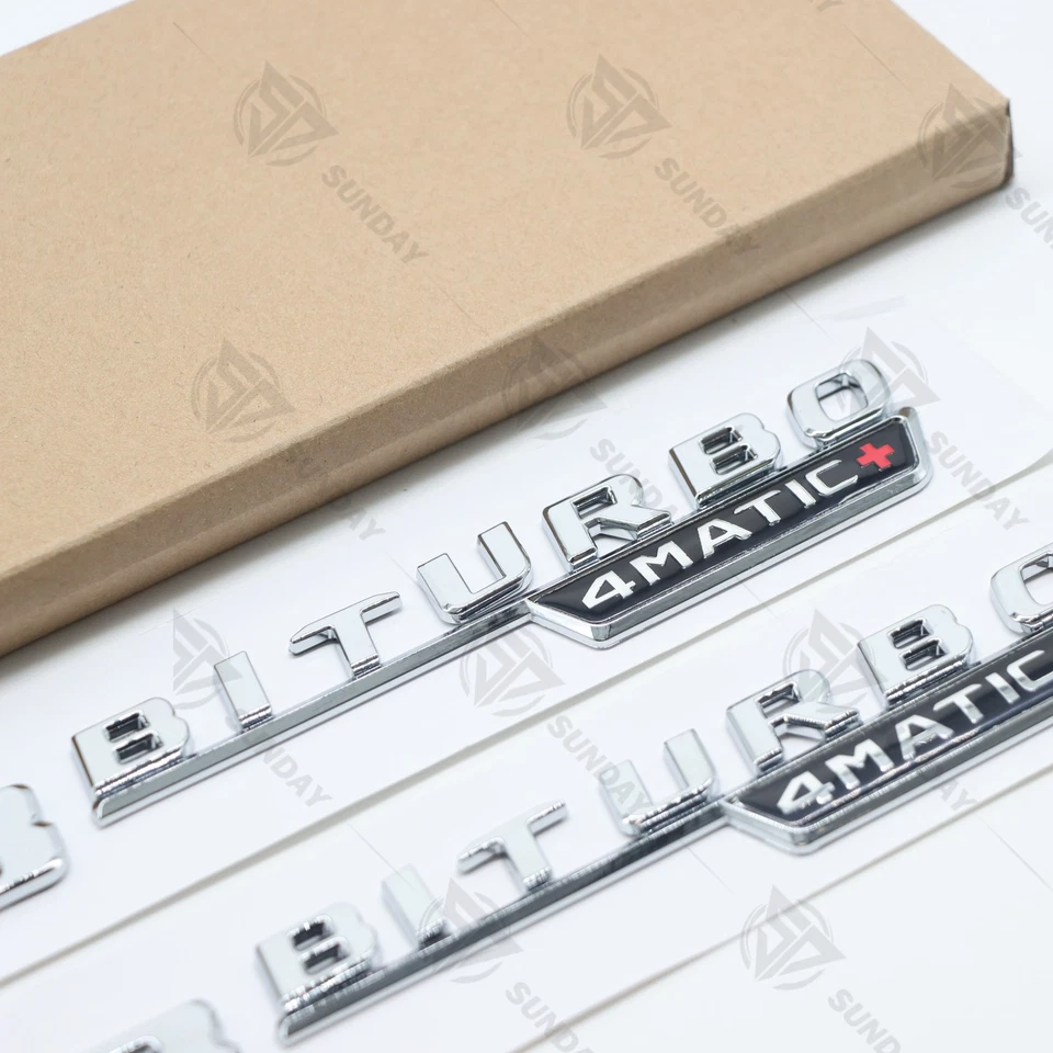 V8 BITURBO 4MATIC+ Fender Emblem Chrome For AMG Badge GT55 SL55 SL63 - Изображение 2 из 4