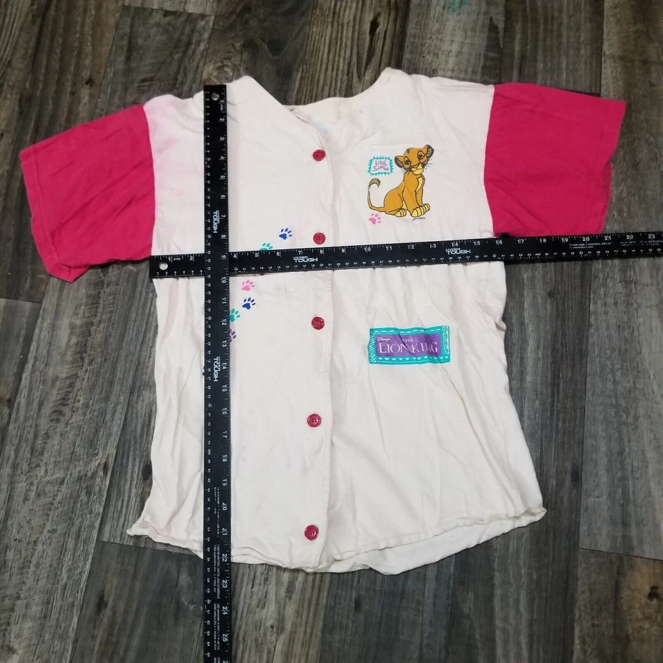 Tinta manchada rara vintage de Disney’s El Rey León abotonada juvenil talla grande 14 Foto 2 de 4